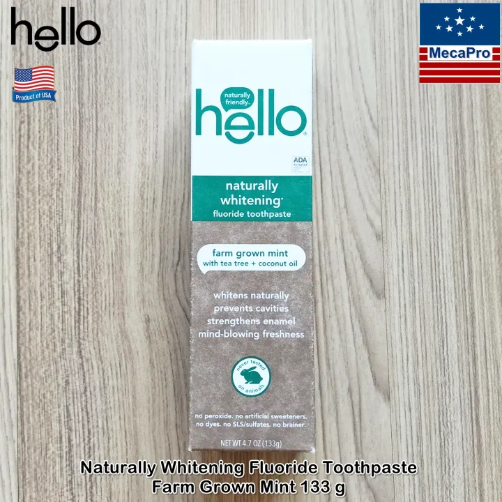 Hello® Naturally Whitening Fluoride Toothpaste, Farm Grown Mint 133 g ยาสีฟัน Lazada.co.th