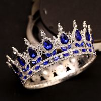 Elegant Blue King Crown Bridesmaid Hair Accessories Wedding Headband Bridal Headpieces Factory Price