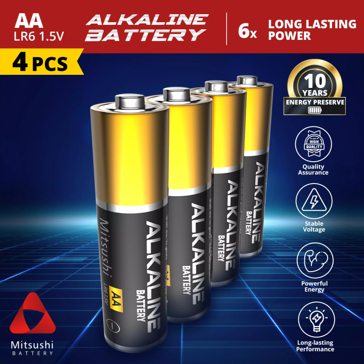 Mitsushi 18501/R6/HR6 4pcs. AA Alkaline/Super Heavy Duty/Rechargeable