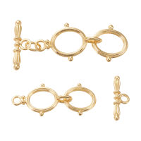 1Box 6 Sets 18K Gold Plated Brass Toggle Clasps Double Ring Clasps and Metal Bar for Necklace Chain Bracelets Jewelry Making Craft DIY