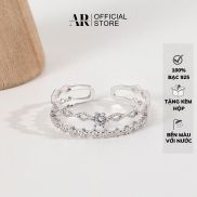 Nhẫn bạc nữ Aura, nhẫn freesize hai hàng xinh xắn-AURASILVER-N09
