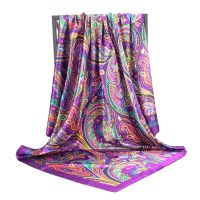 【CC】﹊  90X90CM Scarves Print Hair Neck Silk Office Shawl Bandanna Handkerchief Headcloth Foulard Female Wrap muffler