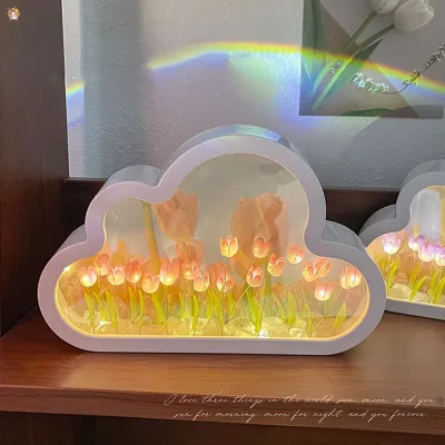 ชุดอุปกรณ์ไฟกลางคืนดอกไม้รูปเมฆ JULY DIY ของขวัญวันเกิดแบบมีโคมไฟหัวเตียงละเอียดอ่อนตามต้องการ