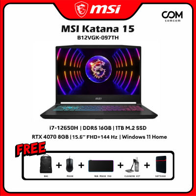 NOTEBOOK (โน้ตบุ๊ค) MSI KATANA 15 B12VGK-097TH (Black) BY COMCOM