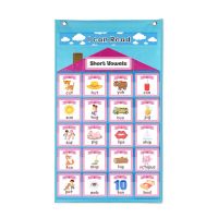 44x76cm Early Education Teaching Aids Long Short Vowel Mixed Sound Card Insert Pocket English Learning  154pcs Cards Flash Cards