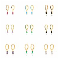 CANNER White Purple Black Green Color Zircon Earrings For Women 925 Sterling Silver Earrings Hoops Pendientes Jewelry 2021 Trend