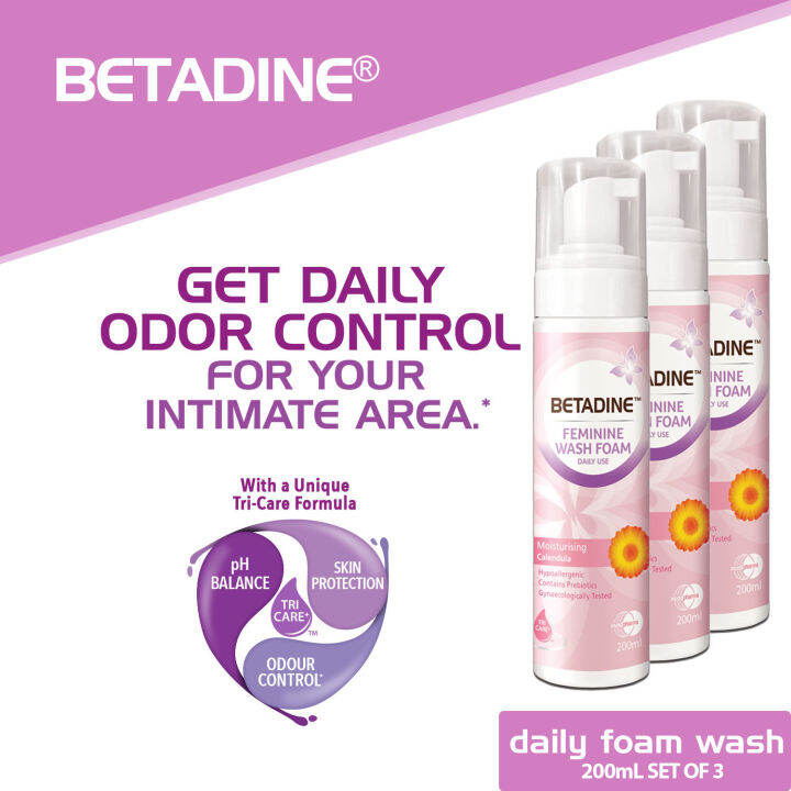 Betadine® Feminine Wash Foam Moisturizing Calendula 200mL Set of 3