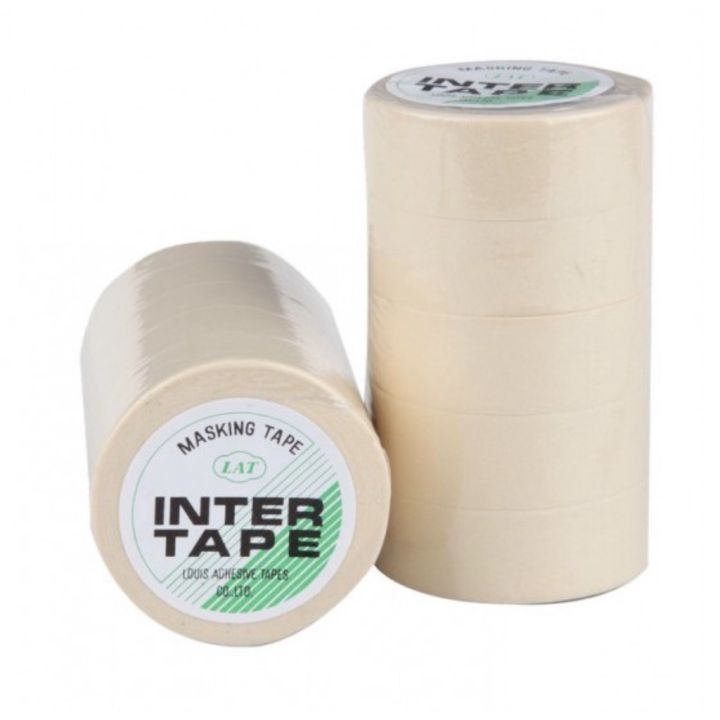 intertape-50ม้วนเล็ก-กระดาษกาวพ่นสี-กระดาษกาวย่น-เทปย่นพ่นสี-อินเตอร์เทป-หน้ากว้าง-3-4-ยาว-10-หลา-แกน-1-1-4-50ม้วน-น้ำยาลบรอย-ครีมลบรอย-ลบรอยขีดข่วน-น้ำยาลบรอยรถยนต์-ครีมขัดสีรถ