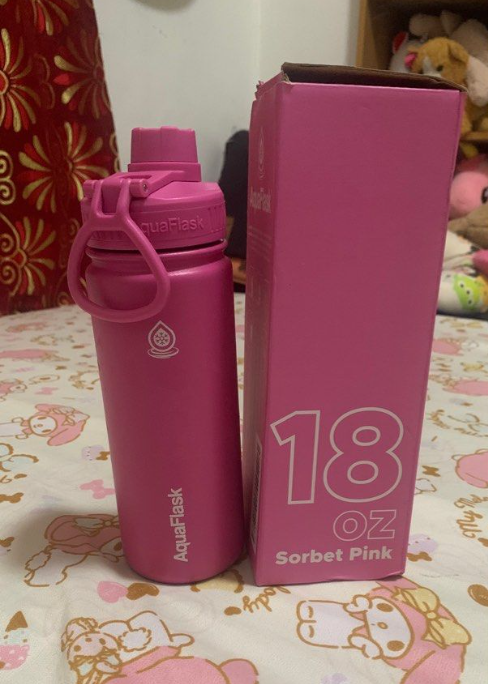 Aquaflask Sorbet Pink Collection 18oz with Silicon Boot and Paracord ...