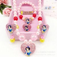 Birthday Gift for Girls Heart-shaped cartoon Pendant necklace + Pendant celet + Clamp Earrings