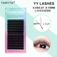 12เส้น YY Lash Premium สีดำเงา C ขนตางอนขนตาแบบเดี่ยว Faux Y-Shaped Fluffy Lashes ขนตาปลอม