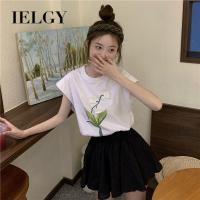 IELGY เสื้อกั๊กผู้หญิงพิมพ์ลายดอกทิวลิปแขนกุดสีขาวสไตล์เกาหลีดีไซน์ทรงหลวมเสื้อลำลองเข้าชุดได้กับทุกชุด