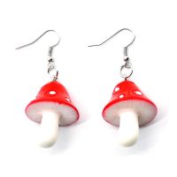 Red Dainty Mushroom Shape Pendant Earrings Cute Sweet Fresh Handmade Drop Earrings For Women Girls Jewelry Accessories Gift R54T