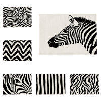 เรขาคณิตสัตว์ Zebra ผ้าฝ้ายโพลีเอสเตอร์ผ้าลินินที่กำหนดเองผ้าเช็ดปากร้านอาหารงานแต่งงาน Coasters Placemats สามารถทำความสะอาดได้-mu xuan trade