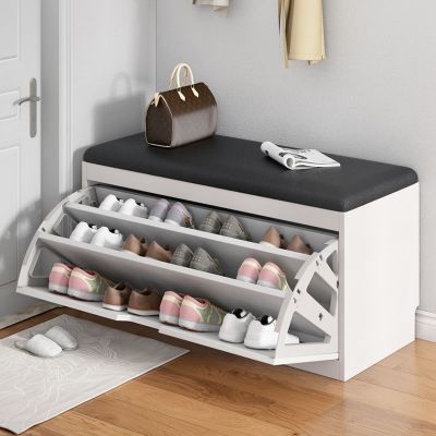 [COD] Shoe changing stool simple modern economical tipping bucket storage soft bag cushion shoe cabinet home entrance bench