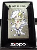 ZIPPO  49789  SAILOR GIRL TATTOO DESIGN  STREET CHROME   สีเงิน ผิวโครเมี่ยม  ลายแบบสกรีน  ของใหม่ไม่ผ่านการใช้งาน  มาพร้อมกล่อง  รับประกันของแท้