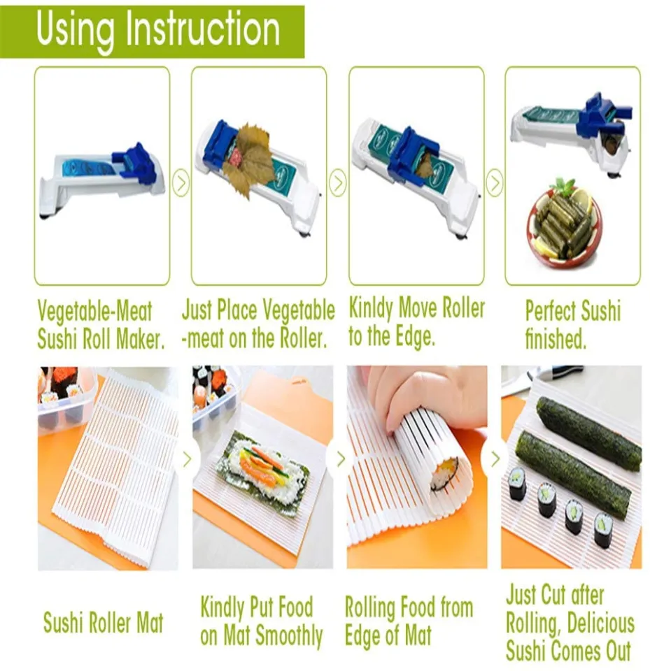 Dolmer Roller Machine, PeSandy Sushi Roller Vegetable Meat Rolling Tool for Beginners and Children Stuffed Grape & Cabbage Leaves, Rolling Meat and Ve