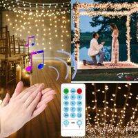 ZZOOI 3M LED Fairy Lights Garland Remote Control USB Curtain String Lights Sound Music Activated Garland for Window Christmas Decor