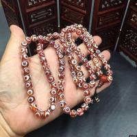 สกายอาย 8 สร้อยข้อมือหินหยาบธรรมชาติอาเกตมม. Dzi ทิเบต 108 สร้อยข้อมือสร้อยคอเหมืองเก่าสามตาของแท้