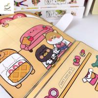 DISFUNNY ทำเอง หนังสือวัดความเงียบสำหรับนวดวาฟเฟิล กระเป๋าวัสดุ Beanie Book หนังสือสติ๊กเกอร์ หนังสือเงียบร้านทำเล็บ ตลกๆ งานทำมือ สาวๆ