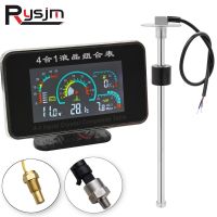 ☏☇ Universal 4 in 1 LCD Car Gauge Water Temp temperature sensor Fuel Level Gauge With Fuel liquid Sensor 0-190ohm 100-600mm 9-32V