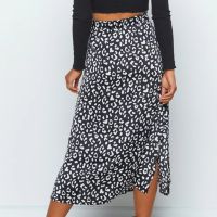 【CC】✁✇◄  Leopard Print Skirt Side Slit Waist Loose Clothing