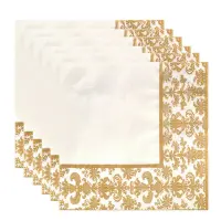 100Pcs Gold Printing Disposable Napkin Tissue Paper Printed Napkins for Restaurant and Hotel (Golden + White)
