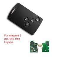 Keyless Go 4ปุ่มสมาร์ท Megane 3 Pcf7952การ์ด434Mhz สำหรับ Renault Megane 3 Key 2009-