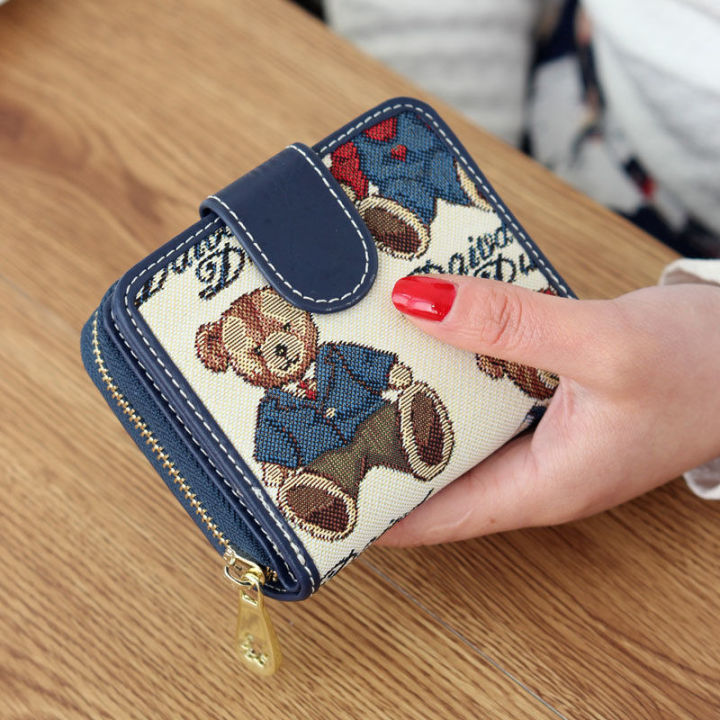 tiantian-หมีพูห์กระเป๋าสตางค์ใหม่ของผู้หญิง-กระเป๋าใส่เหรียญแฟชั่นพับได้น่ารักสไตล์เกาหลีได้รับความนิยมในอินสตาแกรมปี-upk677