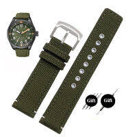 ?ยอดนิยม?20มม. ไนลอน + หนังด้านล่าง Watchband สำหรับประชาชน AW5005 Timex Seiko สีเขียวลำลองกันน้ำกีฬากำไล Tali Jam Kanvas