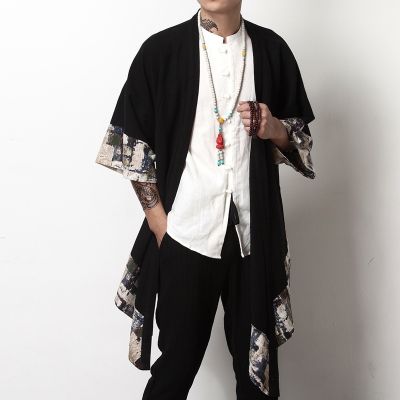 Hauri Yukata เสื้อชุดแฟนซีซามูไรเสื้อคาร์ดิแกน Kimono ญี่ปุ่นสำหรับผู้ชายเสื้อกิโมโนเสื้อแจ็กเก็ตเสื้อคลุมกิโมโนผู้ชาย Yukata Haori KK001