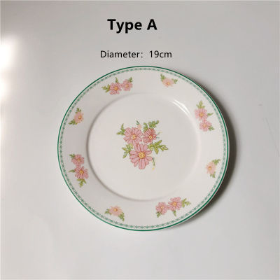 Cuife Nordic Flower White Ceramics Dishes Plate Retro Vintage Simple Salad Dessert Plate Wedding Stand For Cake Snack Plate