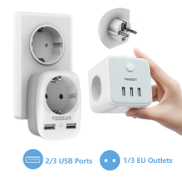 TESSAN EU Plug Power Strip with 3 USB Charging Ports and 3 Outlet Extender Electrical Socket Wall Adaptor for Travel Home Office