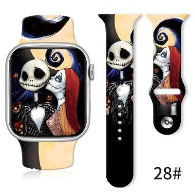 vfbgdhngh Silicone Strap For Apple Watch Band SE 8 7 6 5 Strap 44mm 38mm 45mm 42mm Women Wristband Halloween Gift Silicone Band