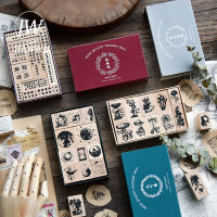 JIANWU 810 PcsSet Retro Art Wooden Stamps DIY Journal Scrapbooking Decoration Material Seal Kawaii Stationery School Supplies