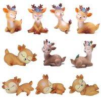 Cute 3D Sleeping Deer Figurines Toys Home Decor Resin Ornament Cake Topper Party Home Office Desktop Decoration Birthday Gifts