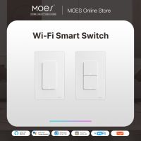 ‘；【= MOES Tuya Wi-Fi Smart Light Switch US Single Pole Push Button Wall Switch Work With Alexa Google Home Neutral Wire Required