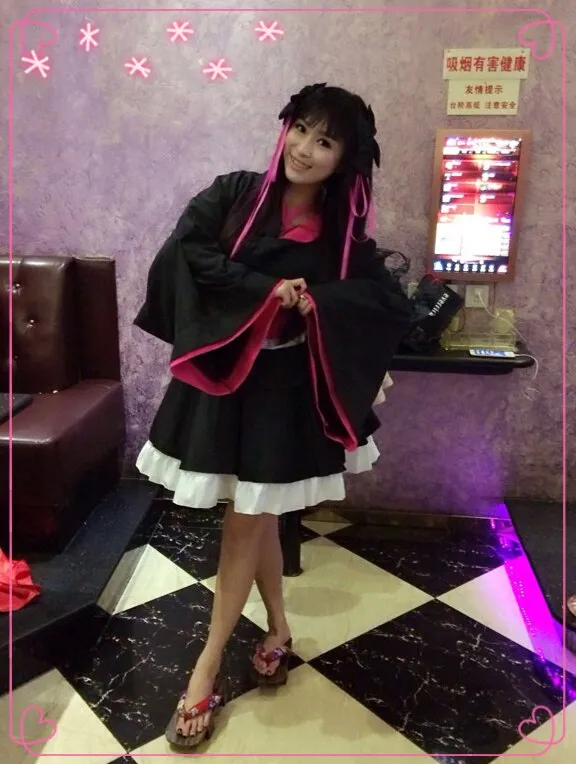 Sıcak Anime kikou shoujo wa kizutsukanai cosplay Yaya çünkü cadılar bayramı  parti cos kadın japon kimono kostüm kimono kemer + headdress
