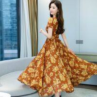 The new summer 2022 V is gotten broken beautiful holiday fashion fairy skirt printed chiffon dress female 2022