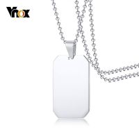 Vnox Classic Dog Tag For Women Men 316L Stainless Steel Unisex Simple Pendant Casual Necklace 24 quot; Beads Chain