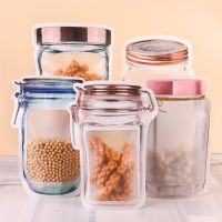 【DT】 hot  Reusable Mason Jar Jar Nut Cookies Zipper Seal Food Storage Bag Snack Kitchen Freezer Organizer Travel Portable Zipper Bag