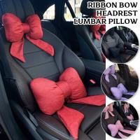 Fashion Car Interior Bowknot Neck Pillow Headrest Soft Bow Comfortable Waist Pillow Seat Cushion Universal Car Styling Women Seat Cushions