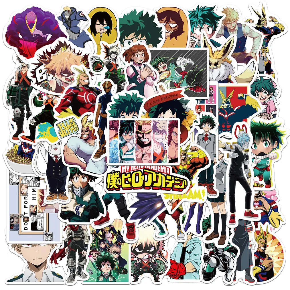 Random 10/50 Pieces Cute My Hero Academia Cartoon Waterproof Home ...