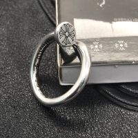 [TOP] Chrome Heart S925 Silver Flat Nail Open Ring Classic Couple Style