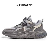 VASIBAEN มัธยมต้นตาข่ายระบายอากาศรองเท้าบุรุษนักเรียน Athleisure รองเท้าวิ่งด้านในพื้นหนาขึ้นสำหรับรองเท้าคุณพ่ออเนกประสงค์