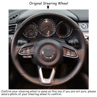 WCaRFun Hand Sewing Car Steering Wheel Cover For Mazda 3 Axela 2017 2018 2019 Mazda 6 Atenza 2017-2019 CX-3 2018-2019 CX-9 CX-5