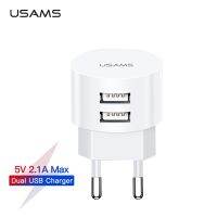 USAMS 5V 2.1A Mini Round US EU UK Plug Dual Ports Phone Charger For iPhone iPad Samsung Xiaomi Basic Charge Travel Charger