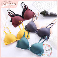 INTIMA ญี่ปุ่นไร้รอยต่อบราดันหน้าอกเล็กสำหรับผู้หญิงเสื้อชั้นในไร้รอยต่อปรับหนึ่งชิ้นได้สวมใส่สบายสีพื้น