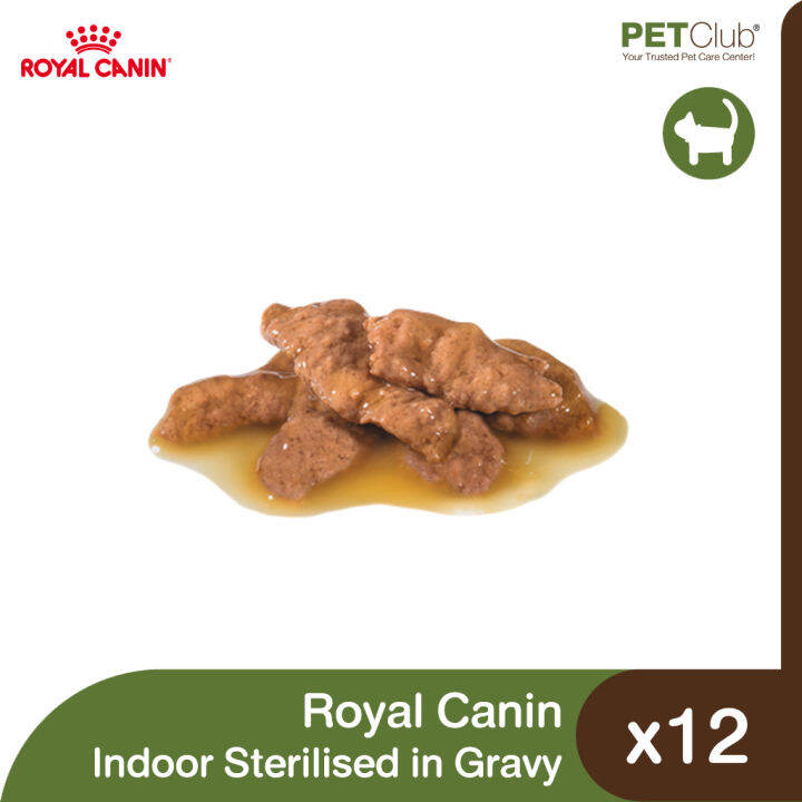 petclub-royal-canin-indoor-sterilized-gravy-อาหารแมวโตเลี้ยงในบ้าน-ทำหมัน-ในน้ำเกรวี่-85g-x12ซอง