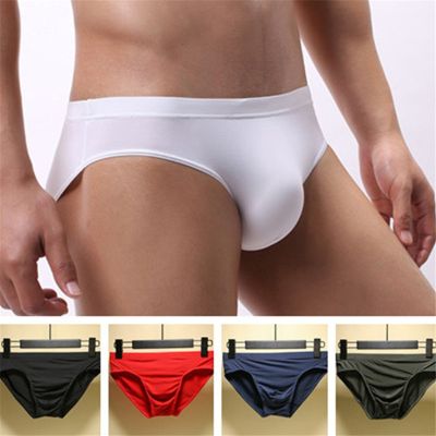 【CW】 Big Men  39;s Silk Underpants Breathable Briefs Low-waist Panty Male Panties Europe Size M-XXL